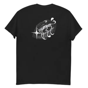 T-shirt Loakap chromart-bouche-brillance noir avec motif imprimé au dos, modèle de la collection de t-shirt imprimés Loakap