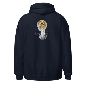 Sweat à capuche Loakap Time main horloge bleu marine avec motif imprimé au dos, modèle de la collection de sweats imprimés Loakap